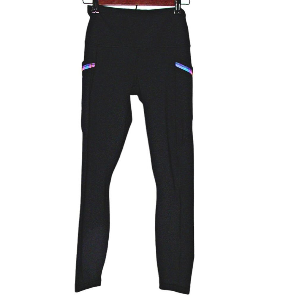 90 Degree By Reflex Womens Black High Waist Athletic Compression Leggings Sz XS